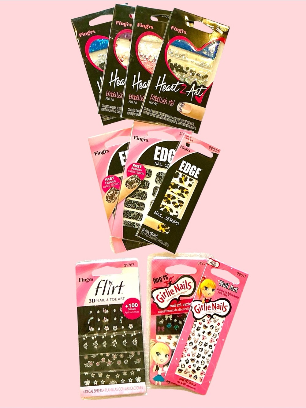 A large bundle of multiple Nail Art Decals & Decor  by different makers.